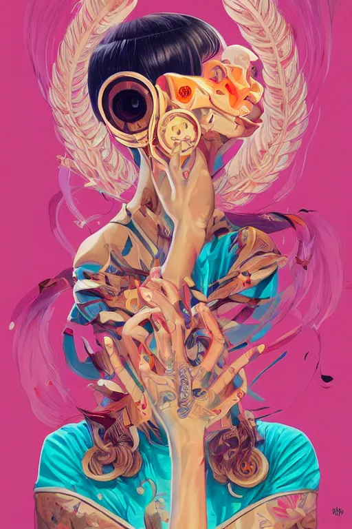 Image similar to a smiling cute human, tristan eaton, victo ngai, artgerm, rhads, ross draws