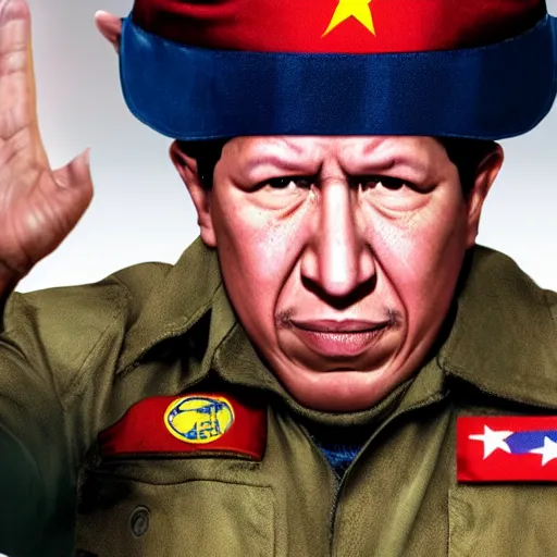 Image similar to A still of Hugo Chávez as Solid Snake from Metal Gear Solid, 4k, photograph, photoreal, realistic, highly detailed, promo shoot, award winning