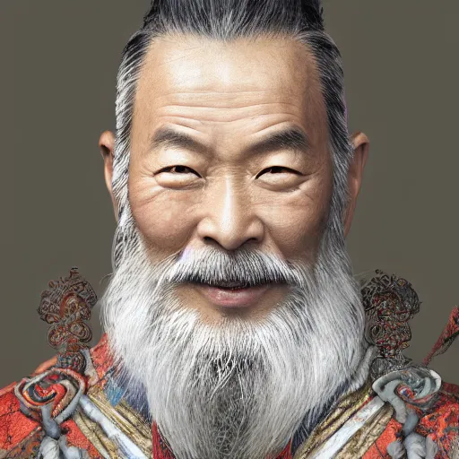 Prompt: portrait painting of a 6 0 year old kind handsome chinese taoist priest, like liangchao wei, silver ponytail hair, amiable by wenjun lin, irakli nadar, bright colors, octopath traveler, wenjun lin, unreal engine 5 highly rendered, global illumination, radiant light, detailed and intricate environment