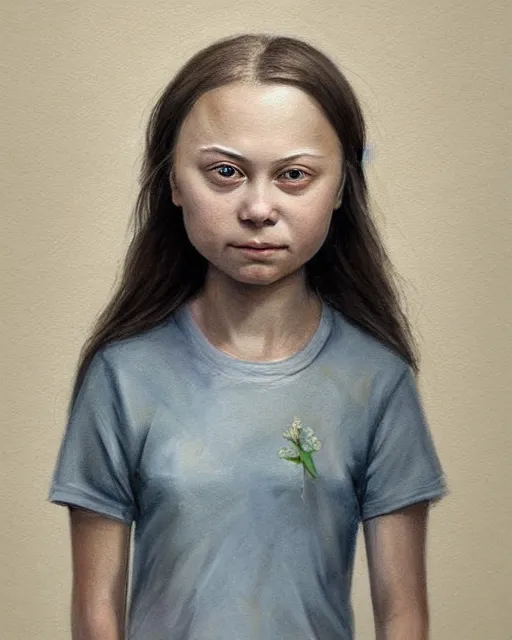 Image similar to portrait of greta thunberg painted by Nicoletta Ceccoli, detailed, award winning, digital painting, artstation, concept art, smooth, sharp focus, illustration,