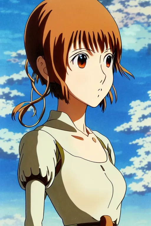 Prompt: anime art full body portrait character nausicaa by hayao miyazaki concept art, anime key visual of elegant young female, short brown hair and large eyes, finely detailed perfect face delicate features directed gaze, forest background, trending on pixiv fanbox, studio ghibli, extremely high quality artwork by kushart krenz cute sparkling eyes