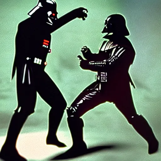 Image similar to darth vader fighting hulk, movie still