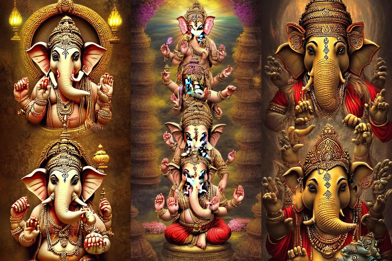 Prompt: The gate to the eternal kingdom of Ganesha, fantasy, digital art, HD, detailed.