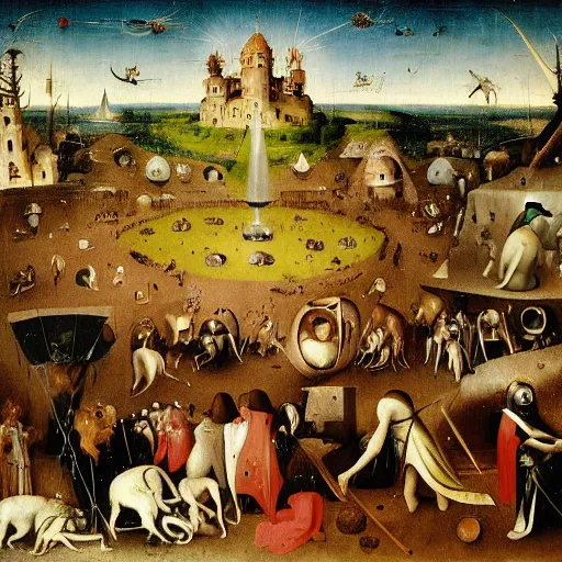 Prompt: fall of roma by hieronymus bosch