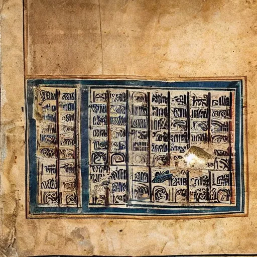 Prompt: ancient greek manuscript with pictures of cars