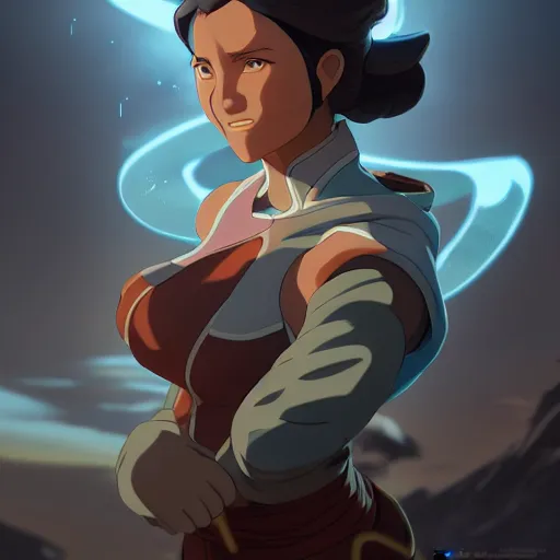Prompt: an insanely detailed realistic depiction of korra, in the style of peter mohrbacher, artgerm, dramatic lighting and composition, octane render, trending on artstation, concept art 8 k
