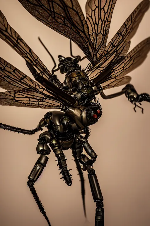 Image similar to a macro photograph of a bio - mech cyborg dragonfly by adam gor, by javier ruperez, by ellen jewett, beautifully lit, atmospheric lighting, mystical, 8 k