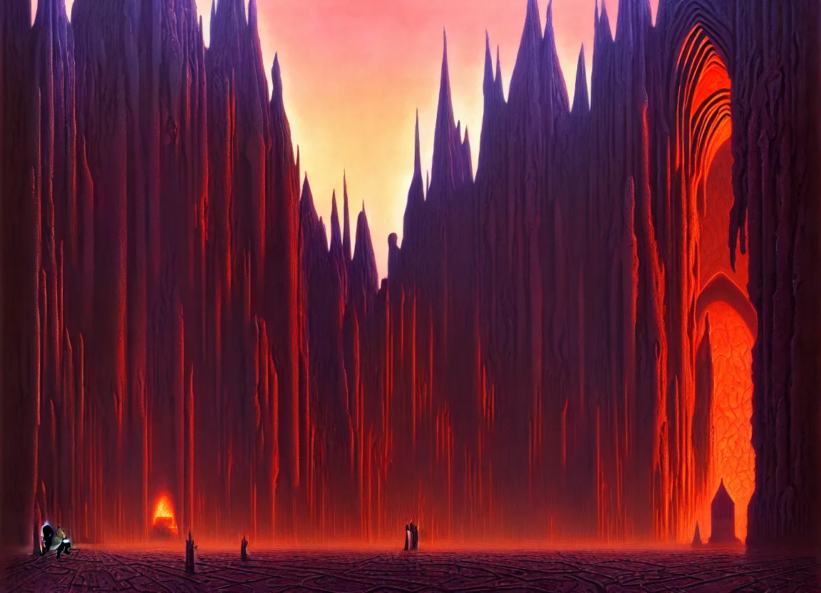 Image similar to immense crematorium gothic architecture advanced technology scifi architectural structure desert planet alien wardrobe, wayne barlowe, bruce pennington, donato giancola, larry elmore, oil on canvas, masterpiece, trending on artstation, featured on pixiv, cinematic composition, dramatic, beautiful lighting