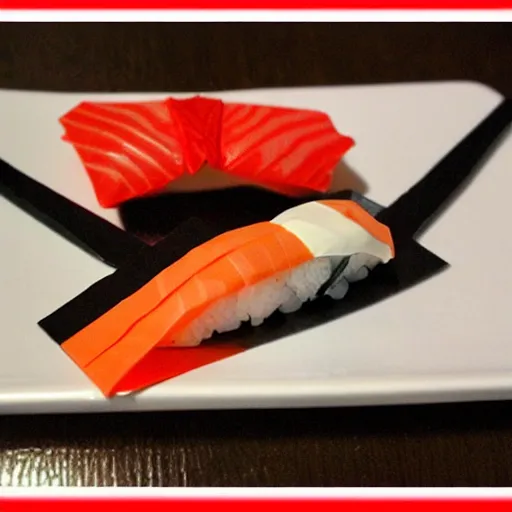 Prompt: an origami sushi