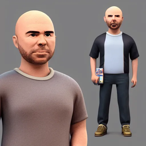 Image similar to Karl Pilkington Action figure, 3d render, product design