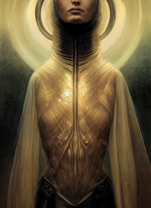 Image similar to artstation concept of a woman as Dune concept art, translucent skin, bio skin, symmetrical face, fantasy science, science background, sci-fi, hyperdetailed, artstation trending, world renowned artists, worth1000.com, historic artworks society, antique renewel, cgsociety, by greg rutkowski, by Gustave Dore, Deviantart