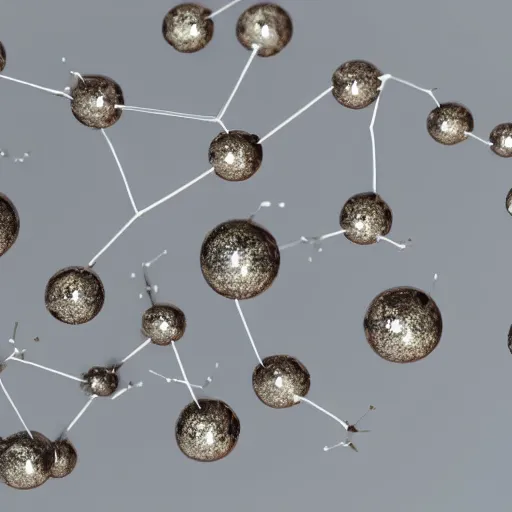 Prompt: metallic dendritic spheres connected with dendritic neurons