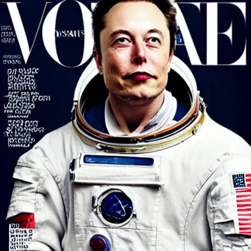 Image similar to a portrait of elon musk as an astronaut in mars, vogue magazine cover, highly detailed