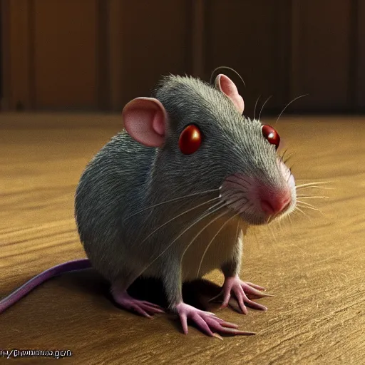 Prompt: remi from the movie ratatouille as photorealistic rat