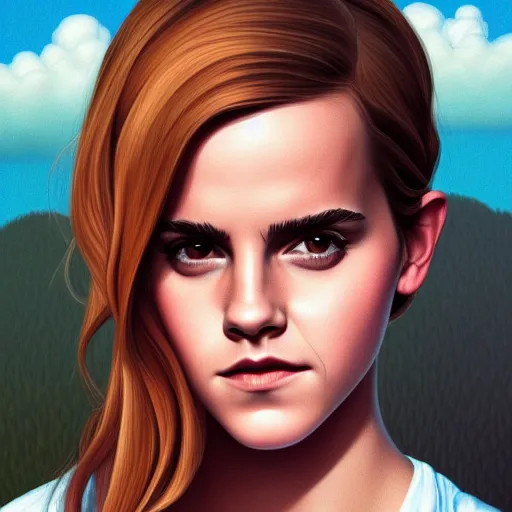 Prompt: a portrait Emma Watson, backlit, strong rim light, highly detailed, digital painting, HDRI, by Casey Weldon, vivid colors, high contrast, intricate