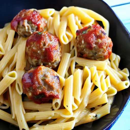 Image similar to a delicious pasta with meatballs