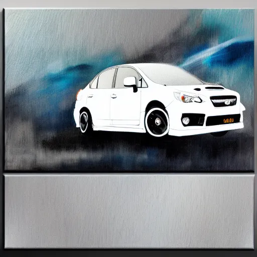 Prompt: white Subaru WRX, abstract painting