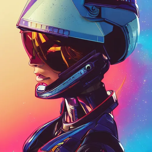 Image similar to a portrait of a stunning beautiful elite jessica jones gundam pilot, with an intricate, detailed, urban inspired hiphop afro futuristic helmet, vector behance hd jesper ejsing, rhads, makoto shinkai, lois van baarle, ilya kuvshinov, rossdraws, hd, 3 2 k, ilya kuvshinov, gustav klimt