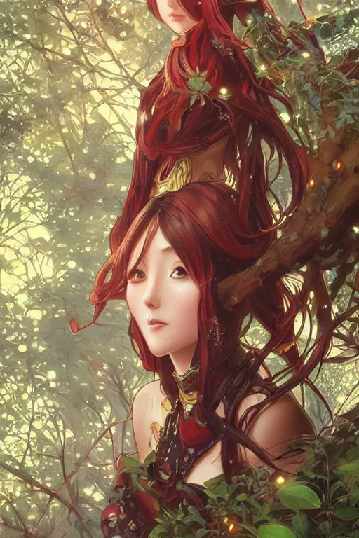 Image similar to anime key visual of a beautiful young female ironman intricate, magical forest, stunning, highly detailed, digital painting, artstation, smooth, hard focus, illustration, art by artgerm and greg rutkowski and alphonse mucha