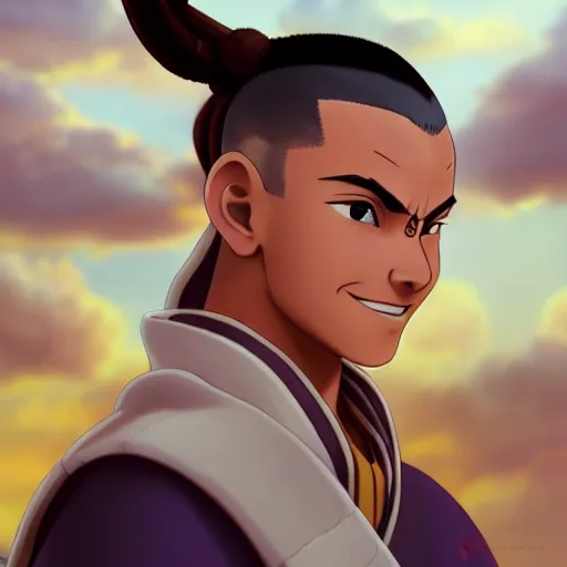 Prompt: beautiful serene intricate portrait of sokka from avatar the last airbender, smiling softly, relaxing on the beach, golden hour, soft focus, 8 k, art by irakli nadar, hyperrealism, hyperdetailed, ultra realistic