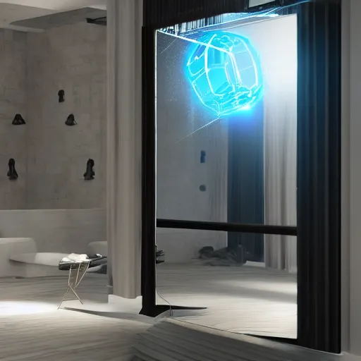 Image similar to 3 d magic floating ethereal mirror, ray traced, octane render, video game item, magical, product design