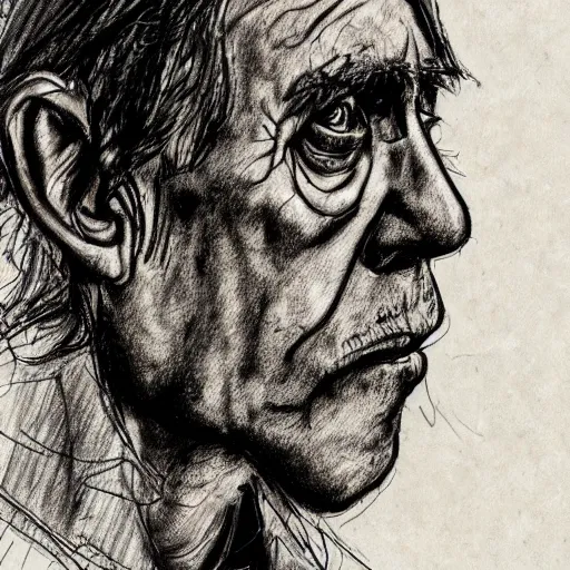 Image similar to a realistic yet scraggly portrait sketch of the side profile of a stern and sophisticated iggy pop, trending on artstation, intricate details, in the style of frank auerbach, in the style of sergio aragones, in the style of martin ansin, in the style of david aja, in the style of mattias adolfsson