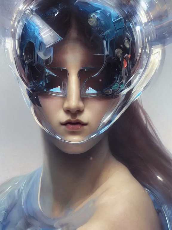 Prompt: full shot of a beautiful venus astronaut defined facial features, intricate abstract. cyberpunk, symmetrical facial features. by ruan jia and artgerm and range murata and wlop and ross tran and william - adolphe bouguereau and beeple. key art. fantasy illustration. award winning, artstation, intricate details, realistic, hyperdetailed, 8 k resolution.
