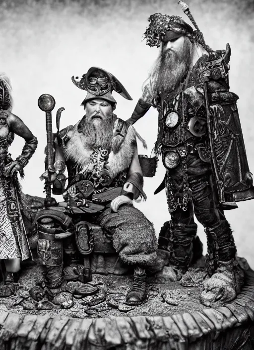 Image similar to 8 5 mm f 1. 8 photograph of a claymation steampunk brutal viking, highly detailed diorama, by erwin olaf and anton corbijn, smooth, sharp foccus, commercial photography, fashion shoot