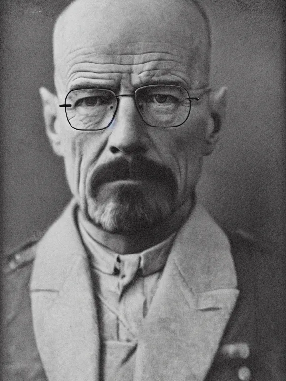 Image similar to !dream portrait of Walter White, ww1 photo, grainy, high detail, high resolution,