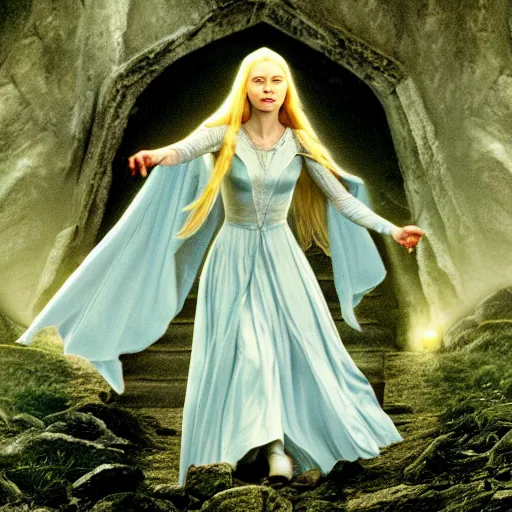 Image similar to galadriel from lord of the rings, movie still, 4 k