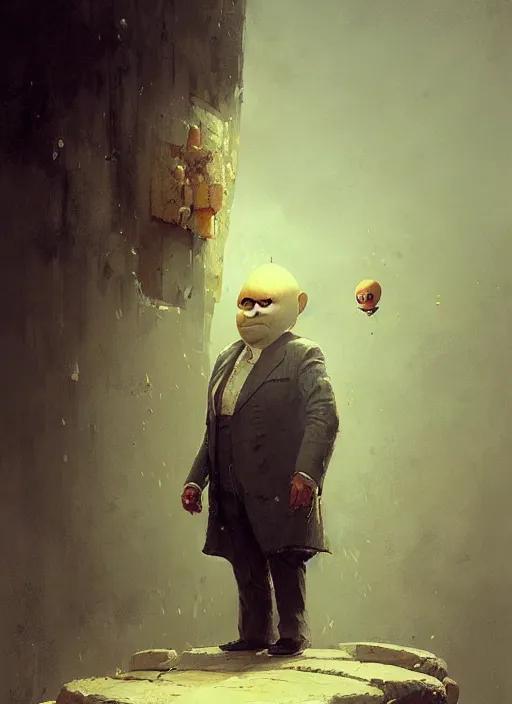 Image similar to portrait of old man humpty dumpty by greg rutkowski