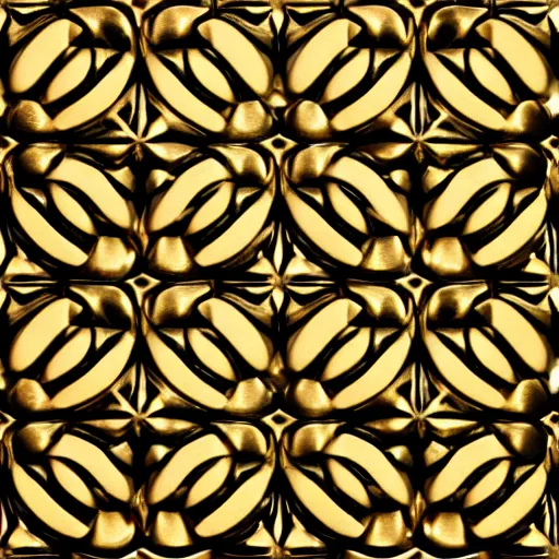 Image similar to 3d render of an abstract medieval pattern gold tile, symetrical