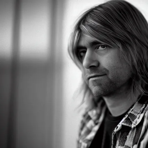 Image similar to dslr photo portrait still of kurt cobain in 2 0 2 2, 8 5 mm, f 1. 8