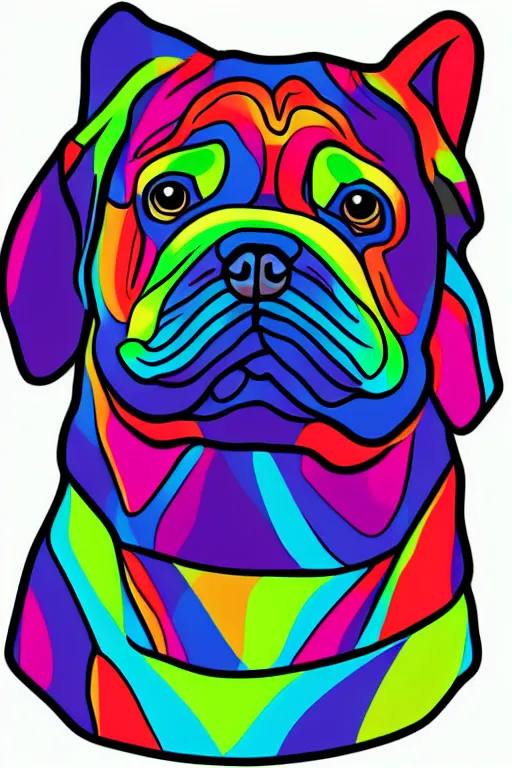 Image similar to Portrait of a bi chungus pug, sticker, colorful, illustration, highly detailed, simple, smooth and clean vector curves, no jagged lines, vector art, smooth