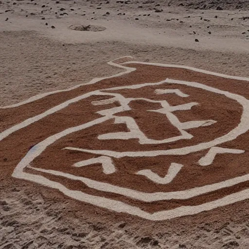 Prompt: nazca design, colored sand