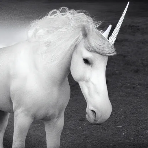 Prompt: a depressed unicorn, high resolution photograph