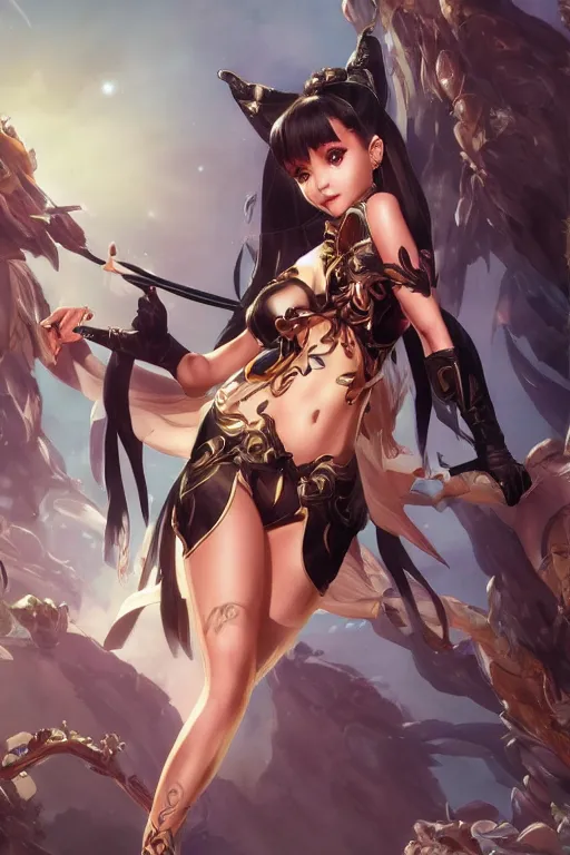 Prompt: Ariana Grande in a blade and soul spinoff artbook rendered by the artist Taran Fiddler, Joe Madureira, Nadezhda Tikhomirova, Jiyun Chae, Lê Long, trending on Artstation by Hyung Tae Kim, artbook, Stanley Artgerm Lau, WLOP, Rossdraws , James Gurney