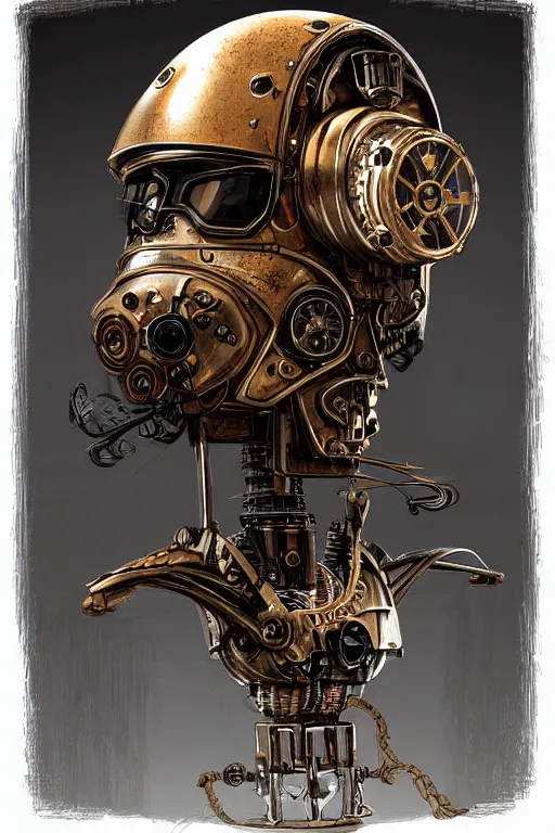 Image similar to steampunk helmet fantasy art mask robot ninja stylized digital illustration sharp focus, elegant intricate digital painting artstation concept art global illumination ray tracing advanced technology chaykin howard and campionpascale and cooke darwyn and davis jack