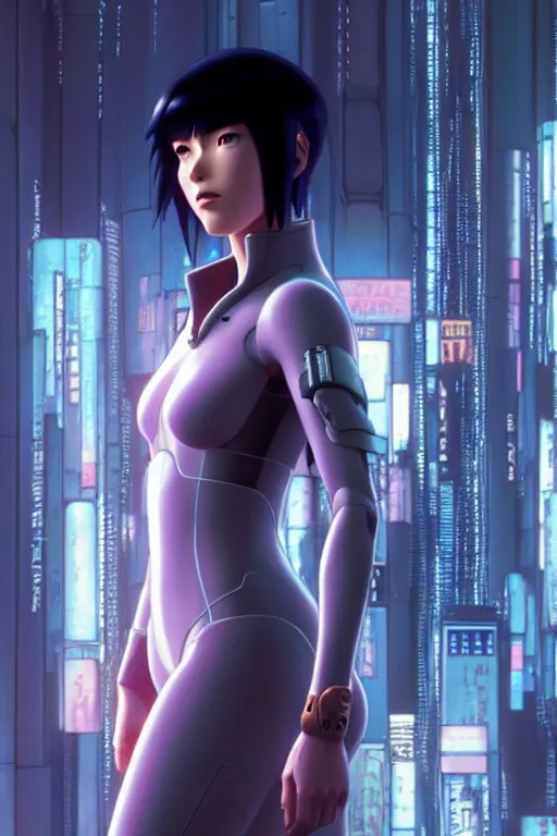 Image similar to weta disney pixar movie still portrait photo of ghost in the shell anime : : as motoko kusanagi by pixar : : by ilya kuvshinov, rossdraws, artgerm, maxim cover, octane render, 3 d, volumetric lighting, anti aliasing, raytracing : :