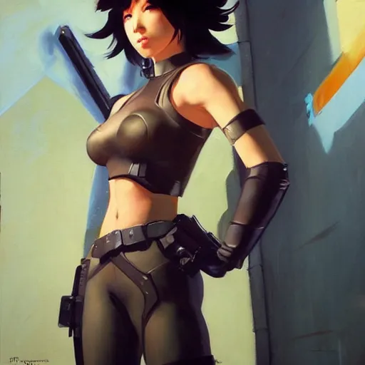 Prompt: greg manchess portrait painting of partially armored motoko kusanagi as overwatch character, medium shot, asymmetrical, profile picture, organic painting, sunny day, matte painting, bold shapes, hard edges, street art, trending on artstation, by huang guangjian, gil elvgren, ruan jia, greg rutkowski, gaston bussiere