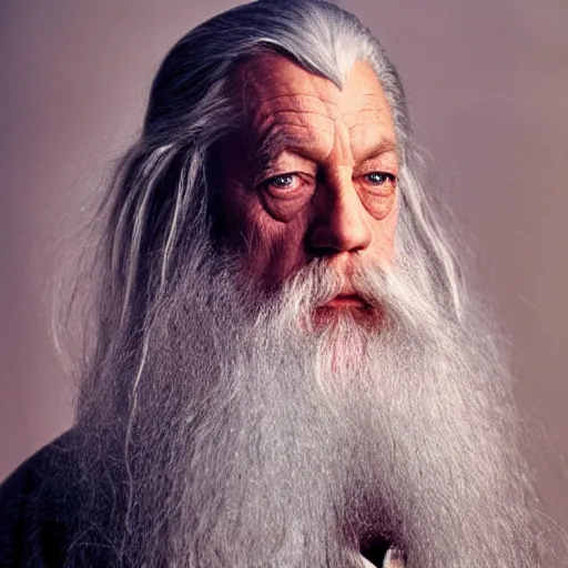 Prompt: portrait of gandalf by annie leibovitz