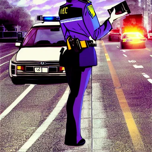 Prompt: digital art, traffic policewoman, anime