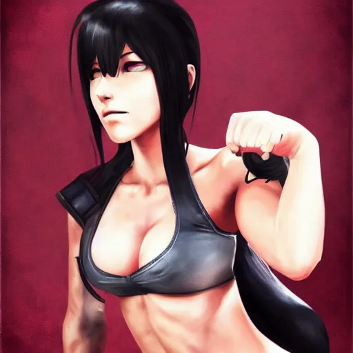 Image similar to high quality art of tifa lockhart with tattoos, trending on artstation