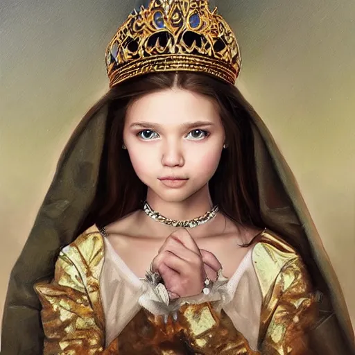 Prompt: portrait painting of a teen princess, ultra realistic, concept art, intricate details, eerie highly detailed
