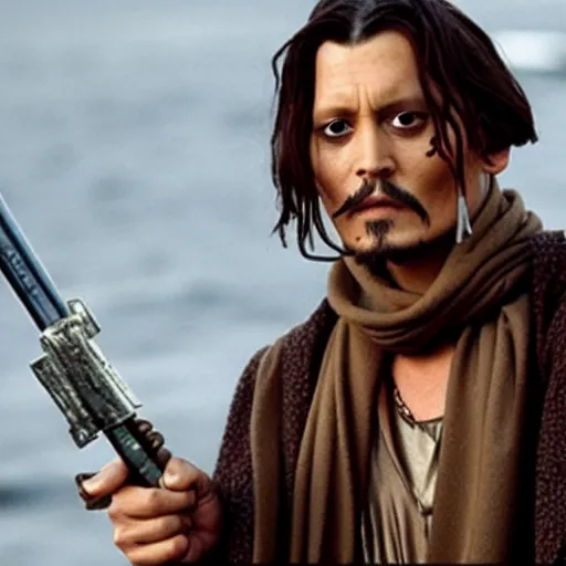 Prompt: johnny depp as a jedi in star wars