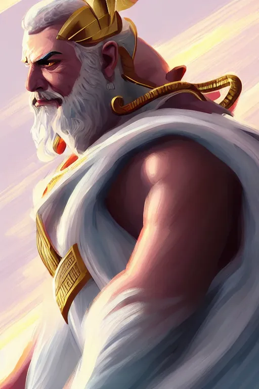 Image similar to the god zeus, egyptian setting, portrait, sharp focus, digital art, cgsociety, concept art, post processed, dynamic lighting, artstation, by emylie boivin and rossdraws