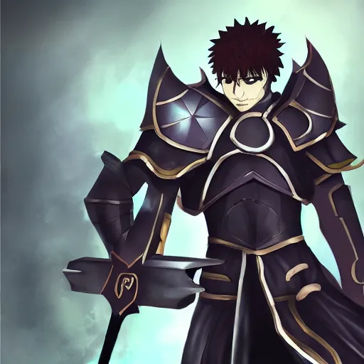 Image similar to gloomy stoic armor painted in the style of fate stay night