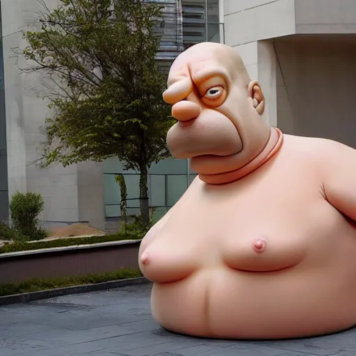 Prompt: ron mueck sculpture of homer simpson