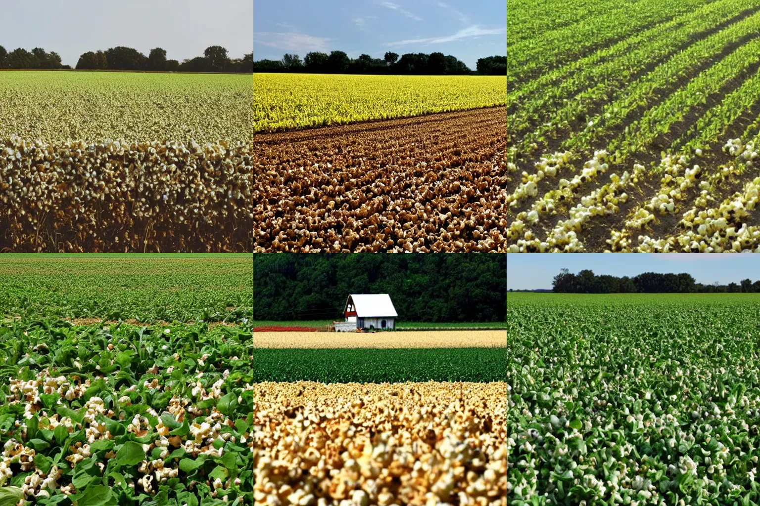 Prompt: a field with crops growing popcorn