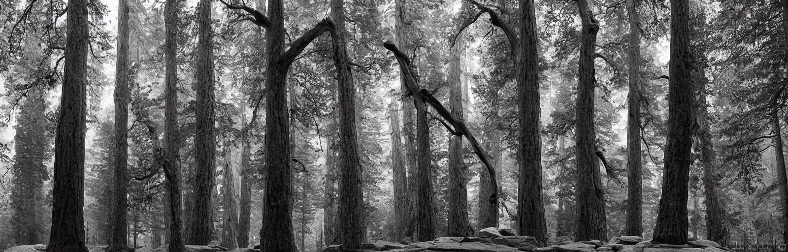 Image similar to to fathom hell or soar angelic, just take a pinch of psychedelic, medium format photograph of two colossal minimalistic necktie sculpture installations by antony gormley and anthony caro in yosemite national park, made from iron, marble, and limestone, granite peaks visible in the background, taken in the night